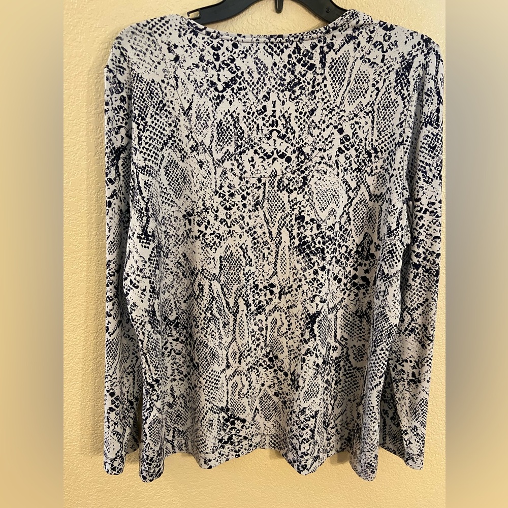 Chico's Black and White Snake Print Long Sleeve Top - Picture 9 of 10